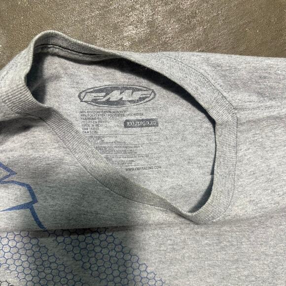 FMF Skater Racing Biker Tee Mens 2XL AOP Style 2000s Grey Black Boxy Shirt - Picture 3 of 3